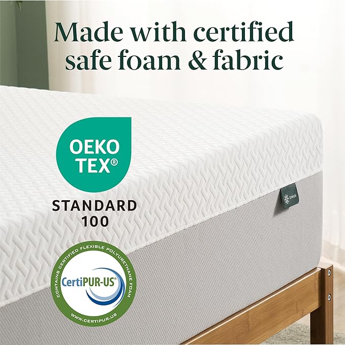 ZINUS 10 Inch Green Tea Essential Memory Foam Mattress [New Version], Full, Fiberglass Free, Medium Feel, Breathable Airflow Memory Foam, Certified Safe Foams & Fabric, Mattress in A Box