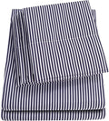 Full Size Bed Sheets - 6 Piece 1500 Supreme Collection Fine Brushed Microfiber Deep Pocket Full Sheet Set Bedding - 2 Extra Pillow Cases, Great Value, Full, Classic Stripe Navy