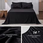 Bedsure Queen Comforter Set Black - Bed in a Bag Queen Size Bedding 7 Pieces, GentleSoft™ Pintuck Bed Set Gift for Family, Pinch Pleat All Season Comforter with Sheets, Pillowcases & Shams