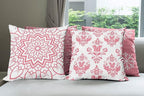 Ambesonne Retro Throw Pillow Cushion Case Pack of 4, Trellis Grid Medieval Floral Damask Mandala Flower Ornament in Modern Monochrome, Modern Accent Double-Sided Digital Printing, 18", Pastel Pink
