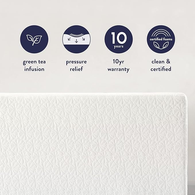Best Price Mattress 12 Inch Full Mattress Bed-In-A-Box, Green Tea Memory Foam, White