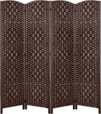Rose Home Fashion 6 ft Tall Room Divider, Room Dividers and Folding Privacy Screens, 15.7in Privacy Screen 4 Panel Partition Temporary Wall Separation for Private, Brown