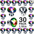 POZEAN Crystal Cabinet Knobs 30Pack, 1.18inch Dresser Knobs for Cabinet, Drawer with Two Different Sizes Screws, Diamond Glass Pulls Handles (30mm, 30Pack, Colorful)