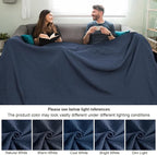 PHF Pre-Washed Cotton Waffle Weave Family Blanket,Oversized King Size 120"x 120"-Snag Proof Lightweight Breathable, 10'x 10' Huge Extra Large Big-Elegant Aesthetic Home Decoration Gift,Dark Navy