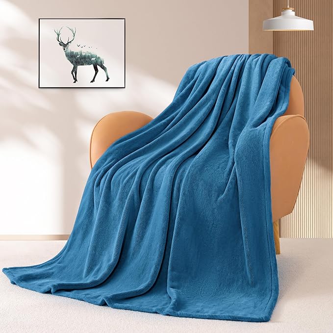 BEAUTEX Fleece Throw Blanket for Couch Sofa or Bed Throw Size, Soft Fuzzy Plush Blanket, Luxury Flannel Lap Blanket, Super Cozy and Comfy for All Seasons (Teal Blue, 50" x 60")