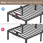 ROIL 7 inch Metal Queen Bed Frame with Rounded Corner Mattress Retainers 3500LBS Heavy Duty Steel Slats No Box Spring Needed Platform Noise-Free Easy Assemble