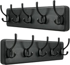 SKOLOO Rustic Wall Mounted Coat Rack, Case of 2, Pine Solid Wood Coat Hook Hanger - 5 Hooks for Hanging Clothes Robes Towels Coats