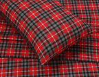 RUVANTI Flannel Sheets Queen Size - 100% Cotton Double Brushed Bed Sheets, Deep Pockets 16 Inches Queen Sheet Set, All Seasons Breathable & Extra Soft - Warm & Cozy, 4 Piece, Red Plaid