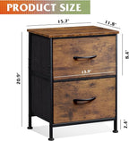 WLIVE Nightstand Set of 2, 2 Drawer Dresser for Bedroom, Small Dresser with 2 Drawers, Bedside Furniture, Night Stand, End Table for Bedroom, College Dorm, Rustic Brown Wood Grain Print