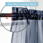 OWENIE Sheer Curtains - Navy 45" Long, Light Filtering Tiers for Kitchen, Bedroom, Basement, Short Curtains Panels Rod Pocket, Cafe Curtains for Small Window, 42" W x 45" L