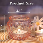DARJEN Pink Votive Candle Holders Set of 24- Round Glass Candle Holders Bulk for Flameless LED Tea Waxes, Romantic Candle Holder for Wedding & Home Table Decor, Various Parties