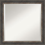 Amanti Art Brown Bathroom Mirror for Over Sink, 23x23 Bark Rustic Char Narrow Square Vanity Mirror, Medium Country Rustic Frame, Hangs Horizonally and Vertically, Bathroom Wall Decor, Beveled Edge