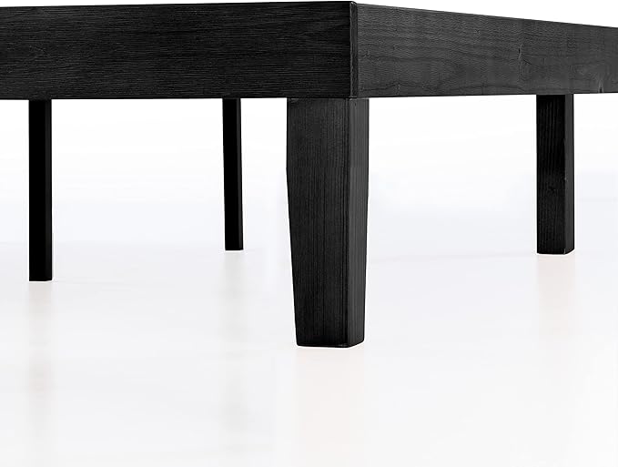 Mellow Naturalista Classic 12 Inch Solid Wood Platform Bed with Wooden Slats, Twin, Black
