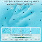 Airensky 3 Inch Memory Foam Mattress Topper, Cooling Gel Infused High Density Cal King (72"x84") Topper with Removable Washable Cover, Bed Topper for Pressure Relief Back Pain, CertiPUR-US Certified