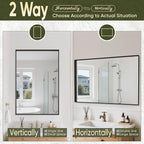 Suidia Bathroom Mirror, 30" x 30" Rectangular Wall Mirror, Metal Framed Wall Decor Wall-Mounted Mirrors for Bathroom, Bedroom, Living Room, Entryway, Black