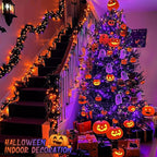 JMEXSUSS Halloween Decoration Lights, 200 LED Orange Purple Halloween Lights Clear Wire, 11 Modes Connectable Halloween String Lights Indoor Outdoor Plug in for Halloween Tree Decorations