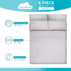 DREAMCARE Sheets Full Size Bed - Cooling Bed Sheets - 6pcs Set - Full Sheet Set - Full Size Sheets - Full Size Sheet Sets Soft & Long Lasting 100% Fine Brushed Polyester with Side Pocket - Light Gray