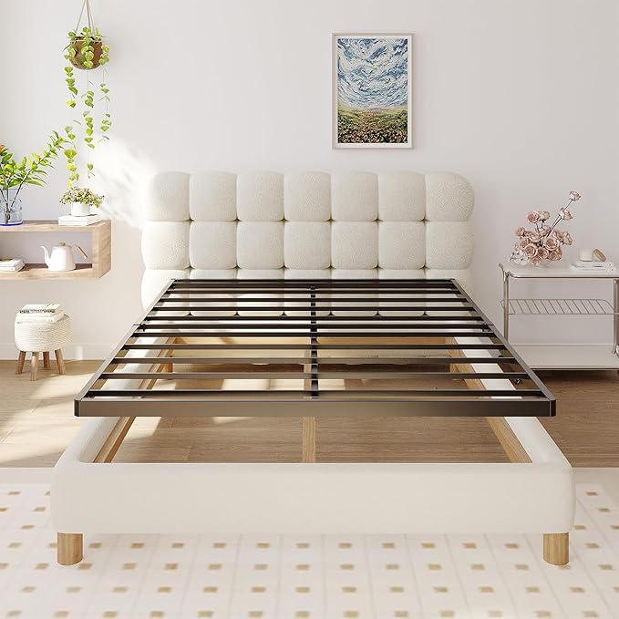 Full Size Box Spring Bed Base 2 Inch, Low Profile Metal Boxspring Full Size Bunkie Board 2 Inch, 3000 Lbs Max Weight Capacity Mattress Foundation, Noise-Free, Easy Assembly