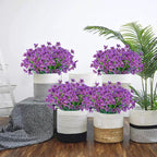 Lnoicy 24 Pcs Artificial Flowers for Outdoor,Plastic Flowers Decoration, UV Resistant Faux Flowers Shrubs, Artificial Plants for Indoor Outside Garden Home Wedding Farmhouse（Purple