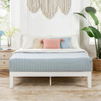 Mellow Naturalista Classic 12 Inch Solid Wood Platform Bed with Wooden Slats, Twin XL, White
