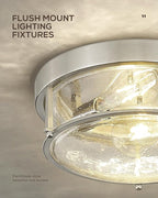 FEMILA Brushed Nickel Flush Mount Ceiling Light, 12" Bedroom Ceiling Light, Seeded Glass, E26 Base, 4FTJ22-F BN