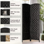 Rose Home Fashion 6 ft Tall Room Divider, Room Dividers and Folding Privacy Screens, 15.7in Privacy Screen 4 Panel Partition Temporary Wall Separation for Private, Black
