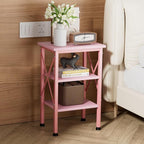 VECELO Modern Nightstands X-Design Side End Table Night Stand with Storage Shelf for Bedroom,Living Room