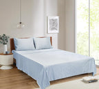 Mejoroom Striped King Size Sheet Set - Soft Microfiber Bed Sheets,Deep Pocket Fitted Sheet, Soft, Breathable, Wrinkle & Fade Resistant - 4 Piece (Blue Stripe)