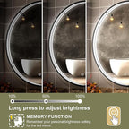 36 Inch LED Round Mirror for Bathroom, Black Metal Framed LED Bathroom Mirror with Lights, 3 Colors and Stepless Dimmable Wall Mounted Lighted Bathroom Vanity Mirror, Anti-Fog, Memory