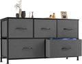 OLIXIS Dresser for Bedroom with 5 Drawers, Wide Chest of Drawers, Fabric Bedroom Dresser with Drawer Organizers, Storage Organizer Unit with Fabric Bins for Closet, Living Room, Hallway