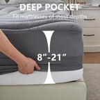 Queen Size Mattress Pad Waterproof, Pillow Top Cooling Mattress Topper Cover, Quilted Fitted Mattress Protector Washable, Deep Pocket 8-21" (60x80 inch, Grey)