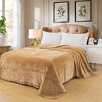Polar Fleece Throw Blankets Travel Size for The Bed Extra Soft Brush Fabric Super Warm Sofa Throw Blanket 50" x 61"(Camel Travel)