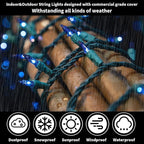LAMPHOME Super-Bright Extendable Blue Christmas Lights Decoration 300Lights 63.8ft(2pk of 150L) UL Certified Mini Bulb String Lights Set for Outdoor Christmas Tree Garden Holiday Party Patio Decor