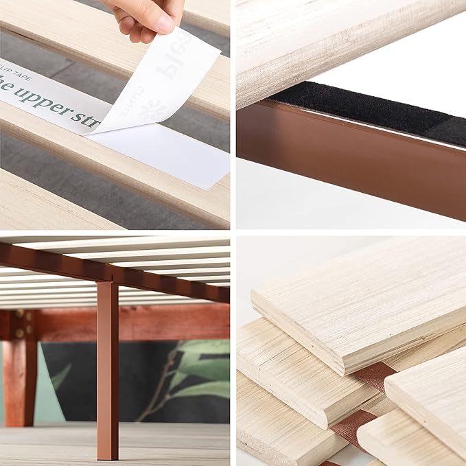 ZINUS Wen Wood Platform Bed Frame, Solid Wood Foundation, Wood Slat Support, No Box Spring Needed, Easy Assembly, Cherry, King