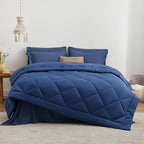Love's cabin Twin Comforter Set Dark Blue, 5 Pieces Twin Bed in a Bag, All Season Bedding Sets with 1 Comforter, 1 Flat Sheet, 1 Fitted Sheet, 1 Pillowcase and 1 Pillow Sham