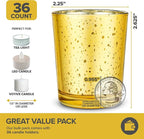 Stock Your Home Gold Votive Candle Holders Bulk Pack (36 Count), Tea Lights Candle Holder for Table Centerpiece, Christmas, Valentine, and Wedding Votive Candle Holders, Glass Votives Set
