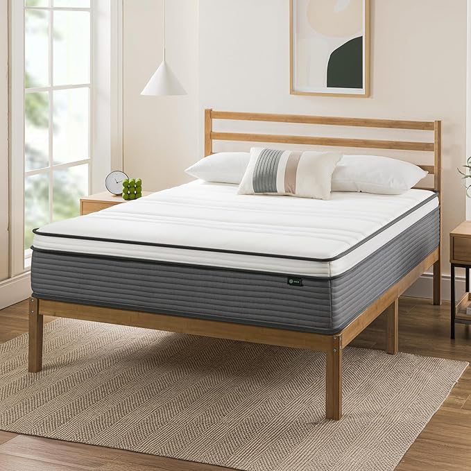 ZINUS 12 Inch True Support Hybrid Mattress [New Version], King, Fiberglass Free, Medium Feel, Motion Isolation, Certified Safe Foams & Fabric, Mattress in A Box