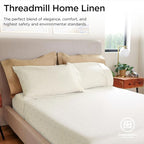 Threadmill California-King Sheets - 800 Thread Count Jacquard Celine Ivory, 100% Pure Cotton 4 Piece Striped Bed Set, Extra Long Staple Cotton, Luxury Damask Sheets with Elasticized Deep Pocket