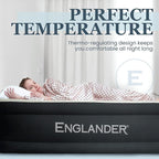 Englander Cal King Size Air Mattress w/Built in Pump - Luxury Double High Inflatable Bed for Home, Travel & Camping - Premium Blow Up Bed for Kids & Adults - Black