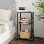 TUTOTAK Small Narrow Side Table with Charging Station, Skinny End Table for Small Spaces, Slim Nightstand with USB Ports and Outlet, Sofa Beside Table with Wheels, Charcoal Grey TB01BY046