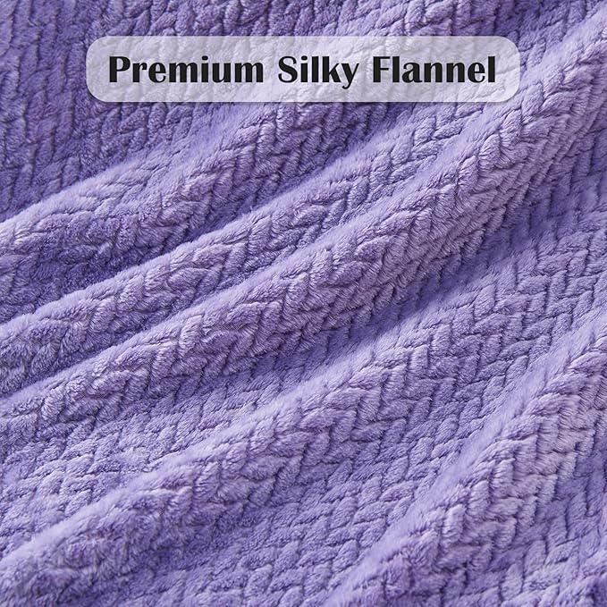 NEWCOSPLAY Super Soft King Blanket Lavender Premium Silky Flannel Fleece Leaves Pattern Lightweight Bed Blanket All Season Use (Lavender, King(90"x110"))