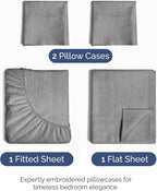King Size 4 Piece Sheet Set - Comfy Breathable & Cooling Bed Sheets Set - Hotel Luxury Bedding for Women, Men, Kids, Teens, Boys & Girls - Deep Pockets, Soft & Wrinkle Free - Grey (Heathered Sheets)
