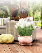Vlorart 33" Artificial Plants 6 Pack Onion Tall Grass Greenery, Faux Fake Grass Shrubs Plant Flowers Wheat Grass for House Home Indoor Outdoor Office Room Gardening Indoor Décor-White