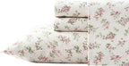 Laura Ashley Home Collection Premium Ultra Soft Cozy Lightweight Cotton Flannel Bedding Sheet Set, Wrinkle, Anti-Fade, Stain Resistant & Hypoallergenic, Full, Audrey Pink (201591)