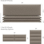 Vänt Upholstered Wall Panels - King/Cal King Size Wall Mounted Headboards - Faux Merino Wool Brown - Twin/King - Set of 4 Panels (Each Individual Panel 39"x11.5")