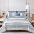 Cottolester Boho Comforter Set Queen Size Light Blue Comforter Set 8 Piece Bed in a Bag Paisley Floral Bedding Sets All Season