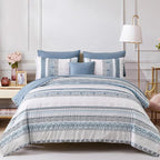 Cottolester Boho Comforter Set Queen Size Light Blue Comforter Set 8 Piece Bed in a Bag Paisley Floral Bedding Sets All Season