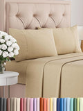 Twin 4 Piece Sheet Set - Comfy Breathable & Cooling - Ultra Soft Hotel Luxury Bedding Set w/ 8-16 Inch Deep Pockets - 1 Flat & 1 Fitted Sheet & 2 Pillowcases - Wrinkle Free & Easy Care - Heathered Tan