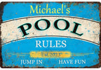 Personalized Sign Metal Signs for Outdoors Custom Name Retro Pool Sign Outside Pool Rules Wall Decor Wall Art Swimming Pool Decorations