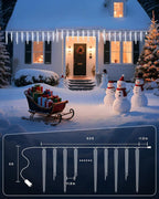 Minetom Icicle Lights Outdoor with Clips, 10ft 50 LED 10 Tubes Twinkling Ice Shape String Lights, Connectable Hanging Christmas Lights Plug in for Eave Holiday Outdoor, Cool White